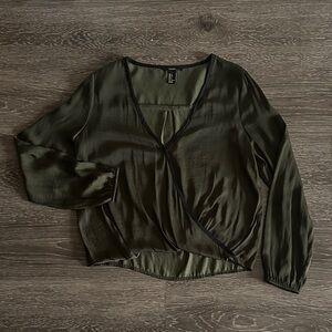 Forever 21 Dark Olive Wrap Blouse